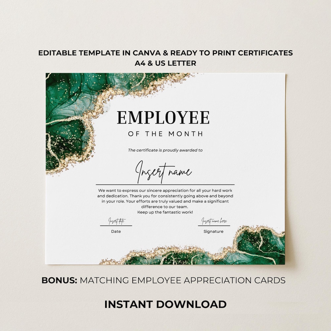 Employee of the Month Certificate Template Recognition Award ...