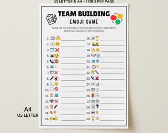 Emoji Pictionary Game Printable, Work Office Party Game, Fun Team Building Activity, Icebreaker Trivia, Staff Meeting Quiz, Happy Hour Game
