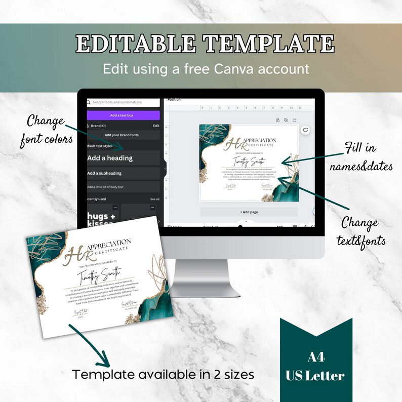 HR Template Hr Appreciation Award Funny Hr Office Decor Human Resources Gifts Certificate of Achievement Hr Manager Gifts Corporate Hr Hero
Human Resources Gift Ideas Editable Certificate of Appreciation Gold and Turquoise Bonus Ready to Print Award