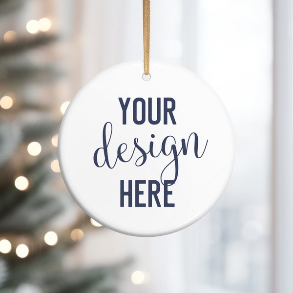 Christmas Ornament Mockup, Ceramic Ornament Mockup, White Blank Printify Ornament, Round Ornament Mock up, Xmas Mock-up Ornaments