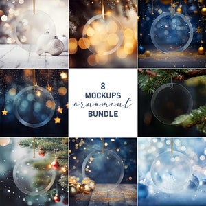 Glass Ornament Mockups Bundle, Christmas Ornament Mockup, Transparent Blank Printify Ornament, Round Ornament Mock up, Glass Ornaments