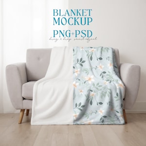Blanket Mockup, Canva Drag & Drop, PNG, PSD smart object, Transparent Blank Mock up, Velveteen Plush Minky Fleece Blanket, Blanket Mock-up