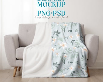 Blanket Mockup, Canva Drag & Drop, PNG, PSD smart object, Transparent Blank Mock up, Velveteen Plush Minky Fleece Blanket, Blanket Mock-up
