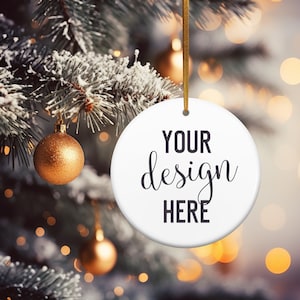 Christmas Ornament Mockup, Ceramic Ornament Mockup, White Blank Printify Ornament, Round Ornament Mock up, Xmas Mock-up Ornaments