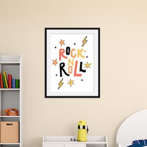 Rock n Roll - Impression, Estampes de crèche, Décoration de crèche, Art mural, Décoration murale, Baby Shower, Cadeau, Chambre d’enfants, Art de crèche moderne, Art de bébé
