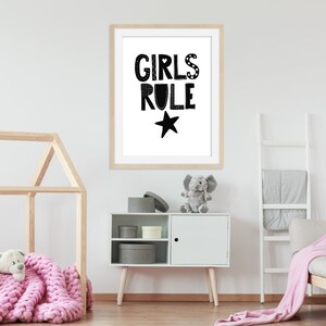 Scandinavo - Regola delle ragazze - Stampa per l'infanzia, Decorazione per l'infanzia, Arte per l'infanzia, Decorazioni murali, Stampe murali, Monocromatico, Baby Shower, Regalo, Camera per bambini