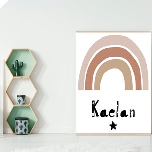 Arcobaleno personalizzato, Stampa nursery, Decorazione per l'infanzia, Arte murale per bambini, Decorazioni murali, Stampa murale, Baby Shower, Regalo, Carta di lino bianco, Personalizza