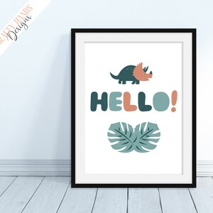 Ciao, Dinosauro, Stampa nursery, Decorazione per l'infanzia, Arte murale, Stampe murali, Stanza dei bambini, Sala giochi, Arte per bambini, Dino, Dinosauri, Ruggito