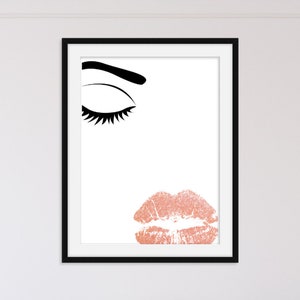 Belleza, pestañas y labios, Home - Print, Home Decor, Wall Decor, Wall Art, Wall Print, Gift, New Home Print, Girl Boss, White Linen Card, Chic