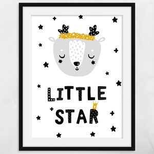 Scandinavo, Little Star- Stampa per bambini, Decorazioni per l'infanzia, Arte murale, Stampe murali, Decorazioni murali, Monocromatico, Scandi, Camera per bambini, Regalo, Baby Shower