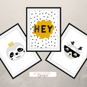 Scandinavian Animal’s - Set of 3- Nursery Prints, Nursery Decor, Wall Art, Wall Prints, Baby Animal, Monochrome, Scandi, Baby Shower, Gift