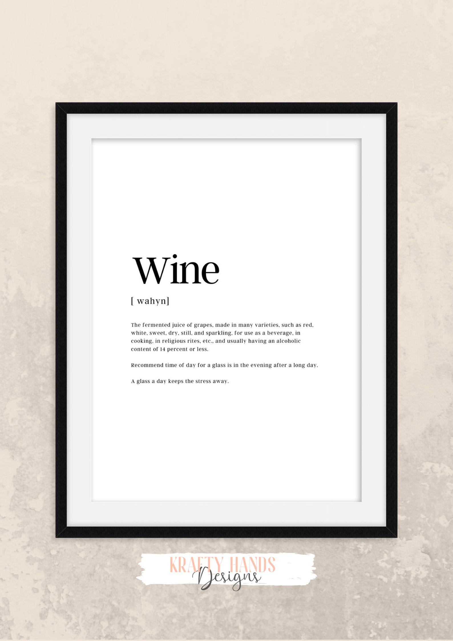 Personalised Wine Definitions Home Print Home Decor Etsy
