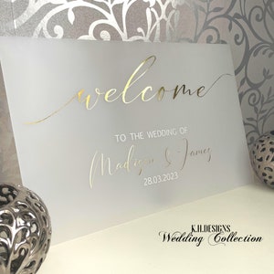 Cartello di benvenuto per matrimoni in acrilico di lusso - Segnaletica per matrimoni - Segno di nozze personalizzato - Segno di nozze acrilico - Segno di benvenuto acrilico - Rettangolo