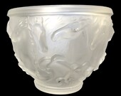 Very Large Flower Vase Jardiniere Horses Of Neptun Glass Art Glass Czech Bohemian Glass 1930s Satined Glass Frosted Glass