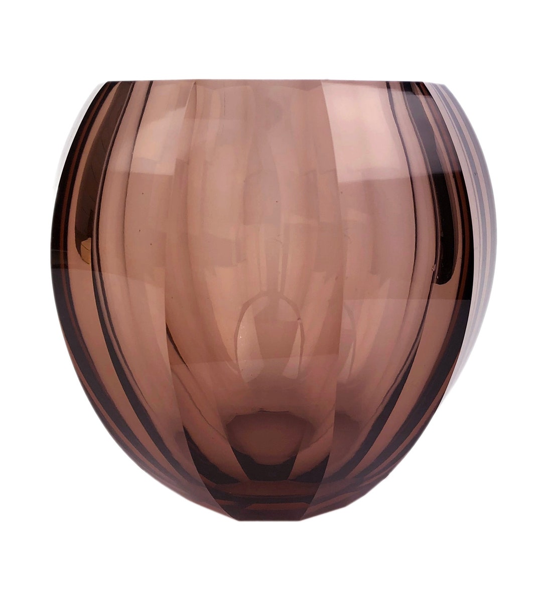 MOSER Art Deco Ball Globe Flower Vase 1930s Art Glass Czech Bohemian