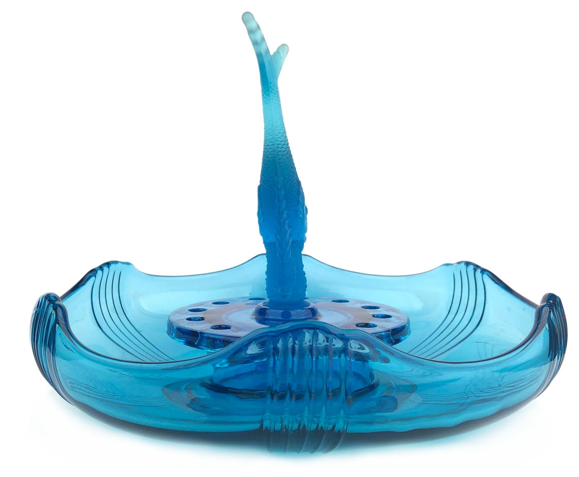 Josef Inwald Turquoise Blue Float Bowl Flower Frog ...