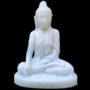 RARE Czech Buddha Curt Schlevogt Art Deco Glass Statue Opaline Glass Milk Glass Art Deco 1930s 1934/1935 Art Bohemian Glass