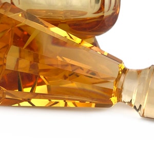 RARE ORANGE Manganese Glass Glow Glass Art Deco Liquor Decanter Art Bohemian Glass 1930s image 3