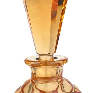 RARE ORANGE Manganese Glass Glow Glass Art Deco Liquor Decanter Art Bohemian Glass 1930s image 2