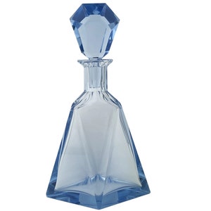 BOHEMIAN Glass Blue Decanter Art Deco 1930s Art Glass Czech Bohemian Glass Czechoslovakia