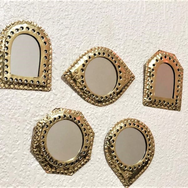 Golden wall mirror, Small Mirrors For Wall Decor, Small Wall Brass Mirror, Small Decorative Mirror