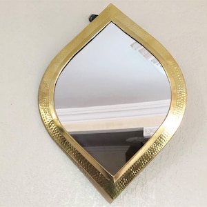 Golden Brass Eye Mirror, Handmade