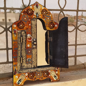 Moroccan Mirror, Wall Bone Decor, Wood Art Frame , Decorative Mirror,Wood Mirror,mirror wall Decor,Wood mirror, Boho Mirror,wall mirror