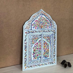Moroccan Wall Mirror, Arch Mirror Wall Decor, Hand Painted Mirror, Colorful Mirror, Decorative Mirror,
