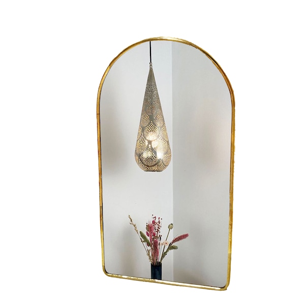 Gold Arched Mirror, Arched Asymmetrical Mirror, Brass Arch Mirror