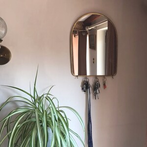 Brass Wall Mirror, Wall Hooks - Etsy