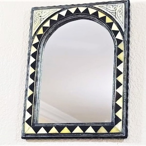 Moroccan Mirror, Bone Inlay Mirror, black mirror ,50cm, 45cm, Handmade