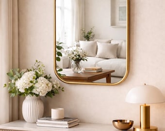 Miroir mural en laiton