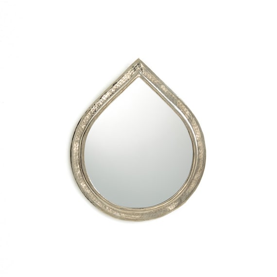 Kleine Spiegel für Wanddekor, Tropfenspiegel, Wassertropfenspiegel,  gehämmerter Spiegel, marokkanischer Spiegel, Silberner Wandspiegel,  handgefertigt - .de