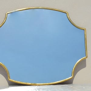 Golden Brass  Mirror, Asymmetrical Mirror Home Decor, Irregular Mirror, Aesthetic Mirror Wall Decor,  Gilt Frame Mirror