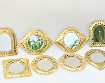 Small Mirrors For Wall Decor, Wall Mirror Set Of 8, 10, 12, Small Wall Mirror, Small Decorative Mirror, Small Brass Mirror