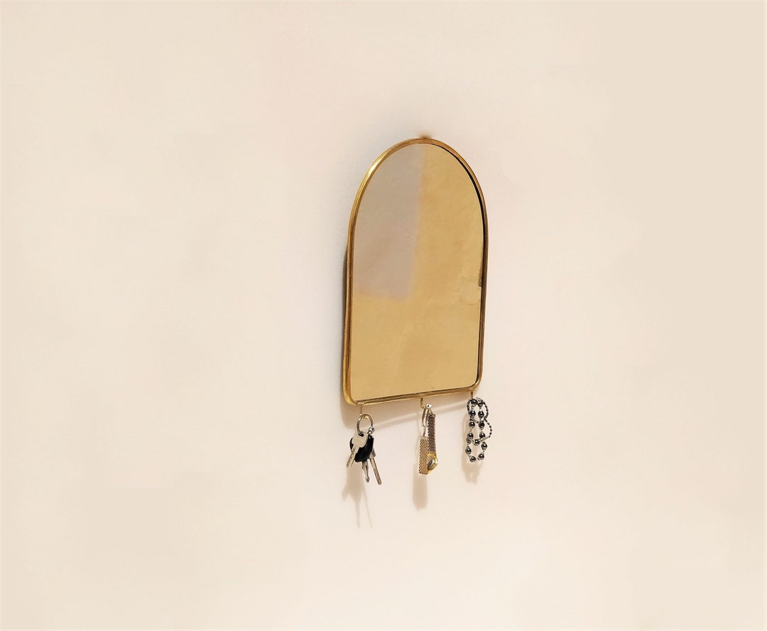 Brass Wall Mirror, Wall Hooks Etsy