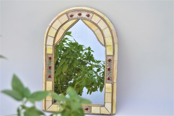 Wall Mirror , Orange Mirror Charm, Handmade mirror, small rustic mirror,