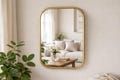 Rectangle Wall  Mirror, Moroccan Mirror, Wall Brass Mirror, Golden Mirror