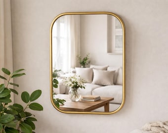 Rectangle Wall  Mirror, Moroccan Mirror, Wall Brass Mirror, Golden Mirror