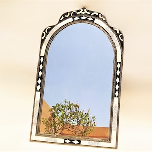 Moroccan Mirror, Large Mosaic Mirror, Arch Mirror, Bone Inlay Mirror,