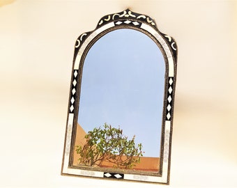 Moroccan Mirror, Large Mosaic Mirror, Arch Mirror, Cow Bone Inlay Mirror,