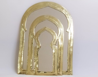 Small Brass Punched Tin Style Mirror, Rustic Farmhouse Wall Decor, Mexican Folk Art, Wall Accent, Talavera Tile Style، Hacienda style mirror