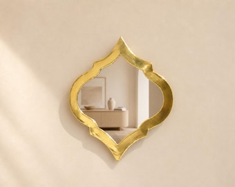 Golden Brass Mirror, Boho Mirror, Gilded Mirror