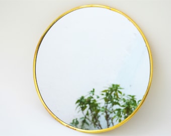 Miroir Cercle, Miroir Rond en Laiton Doré, Fait Main