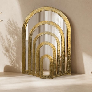 Specchio in ottone dorato, decorazione murale marocchina, piccolo, rotondo, vintage boho, idea regalo