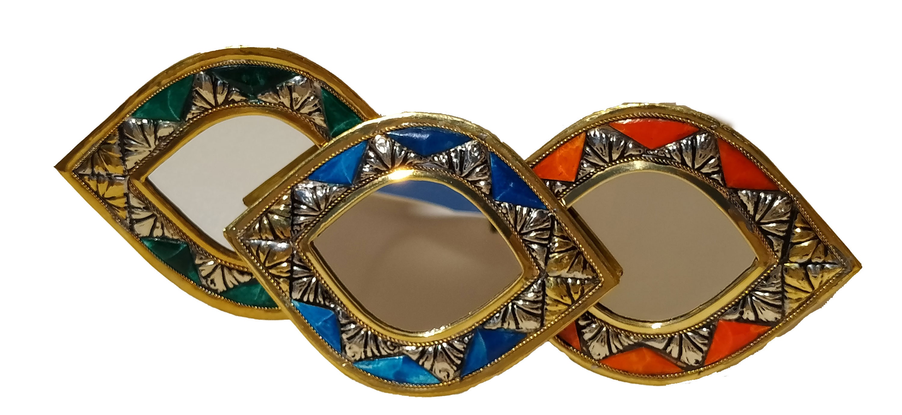 Gold Brass Mirrors for Wall Set of 3 Eye Mirror Wall Decor Etsy