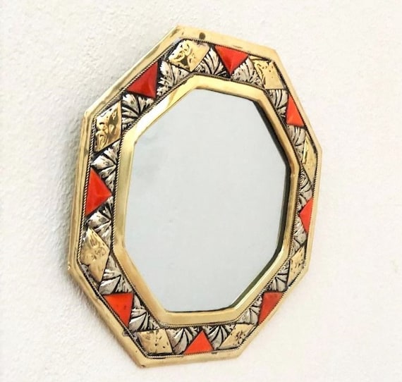 Golden wall mirror, Small Mirrors For Wall Decor, Small Wall Mirror, Small Decorative Mirror, Small Brass Mirror