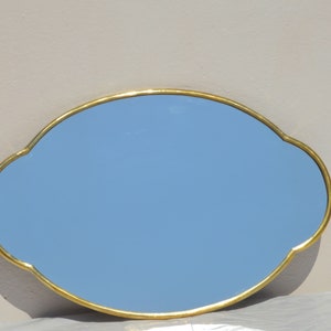 Asymmetrical Mirror, Brass Wall Mirror, Irregular Mirror, Oval Scalloped Mirror,  Aesthetic Mirror Wall Decor