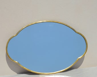 Asymmetrical Mirror, Brass Wall Mirror, Irregular Mirror, Oval Scalloped Mirror,  Aesthetic Mirror Wall Decor