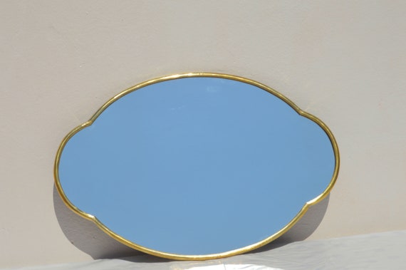 Asymmetrical Mirror, Brass Wall Mirror, Irregular Mirror, Oval Scalloped Mirror,  Aesthetic Mirror Wall Decor